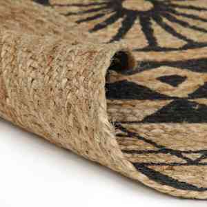 vidaXL سجادة خيش صناعة يدوية مع طباعة سوداء 90 سم