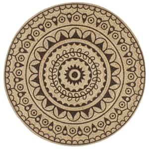 Preproga iz jute s temno rjavim potiskom ročno izdelana 90 cm