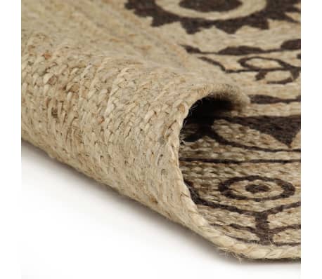 vidaXL Ръчно тъкан килим от юта, тъмнокафяв принт, 120 см