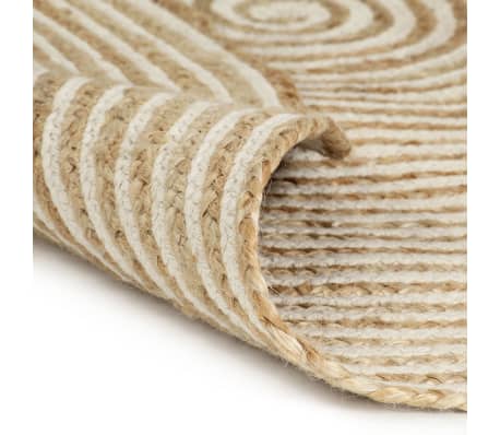 vidaXL k&auml;sitsi valmistatud džuutvaip spiraaldisainiga, valge 90 cm