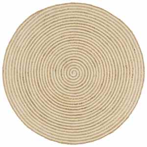 Preproga iz jute bel spiralni dizajn ročno izdelana 120 cm