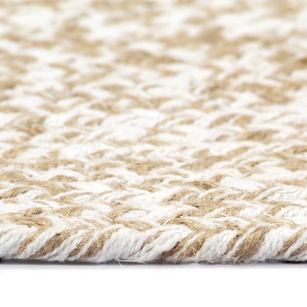 Tapis Fait à La Main Jute Blanc Et Naturel 90 Cm VidaXL 14 width=274