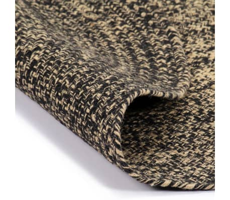 vidaXL paklājs, 120 cm, roku darbs, džuta, melns un dabīgs