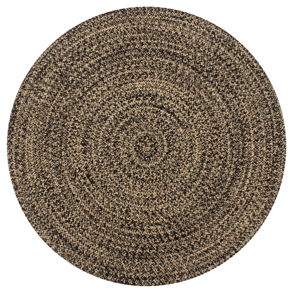 vidaXL Covor manual, negru și natural, 150 cm, iută Covoare