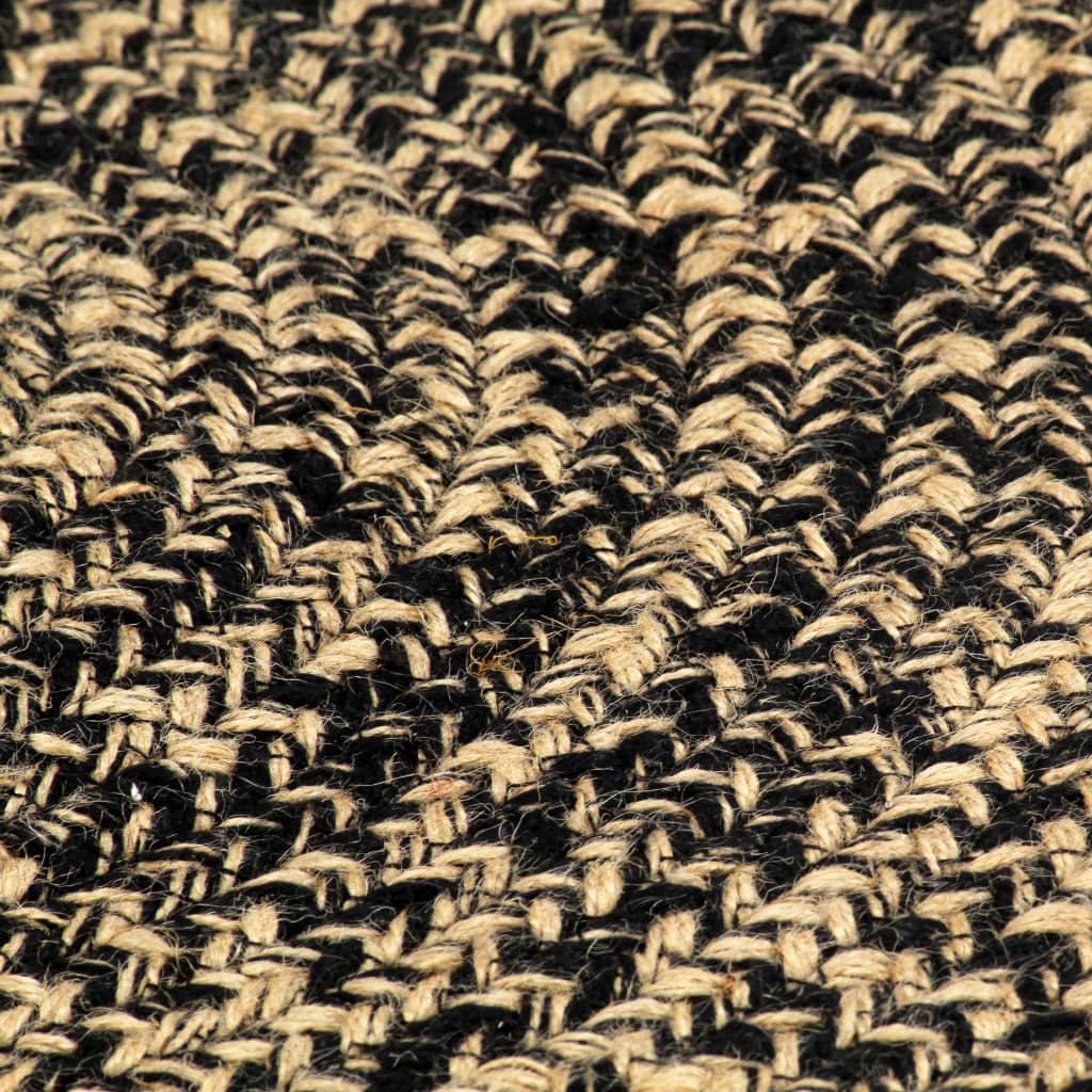  Ručne vyrobený jutový koberec čierny a prírodný 150 cm