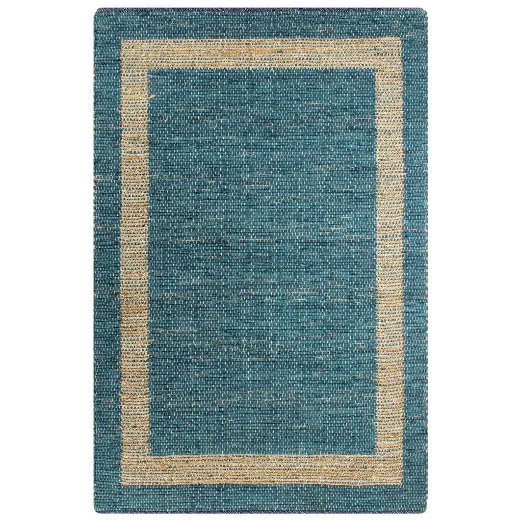 vidaXL Teppich Handgefertigt Jute Blau 160x230 cm