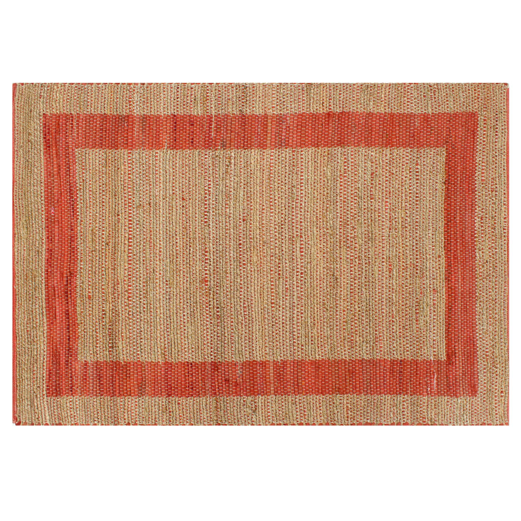 vidaXL Ръчно тъкан килим от юта, червен, 80x160 см