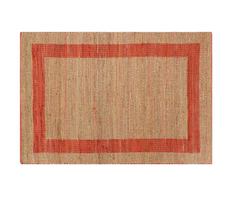 vidaXL Ръчно тъкан килим от юта, червен, 160x230 см