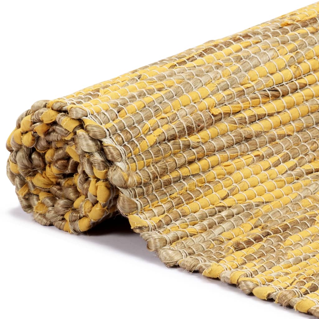 vidaXL Ręcznie wykonany dywan, juta, żółty i naturalny, 80x160 cm