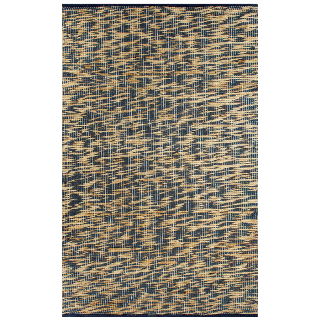 Tapis fait à la main Jute Bleu et naturel 160x230 cm