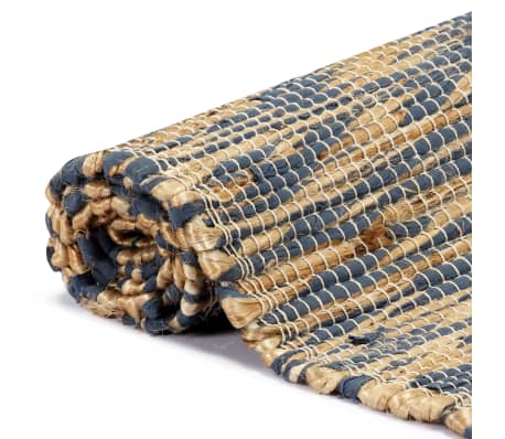 vidaXL Ръчно тъкан килим от юта, син и естествен цвят, 160x230 см