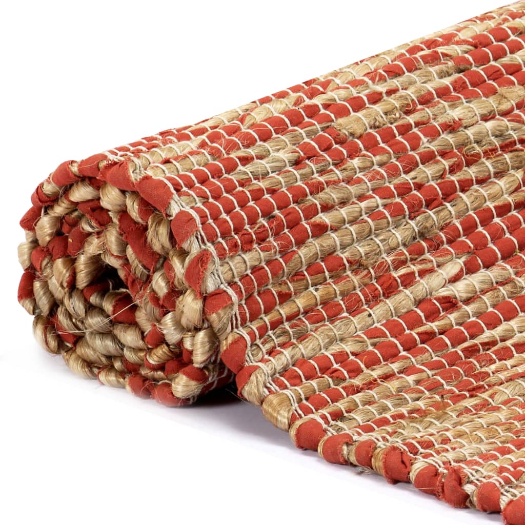 vidaXL Ručno rađeni tepih od jute crvene i prirodne boje 120 x 180 cm