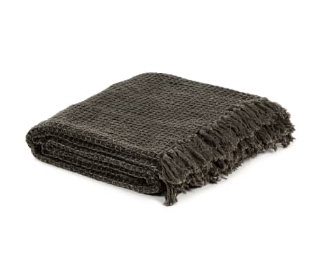 vidaXL Throw Cotton 160x210 cm Anthracite/Brown