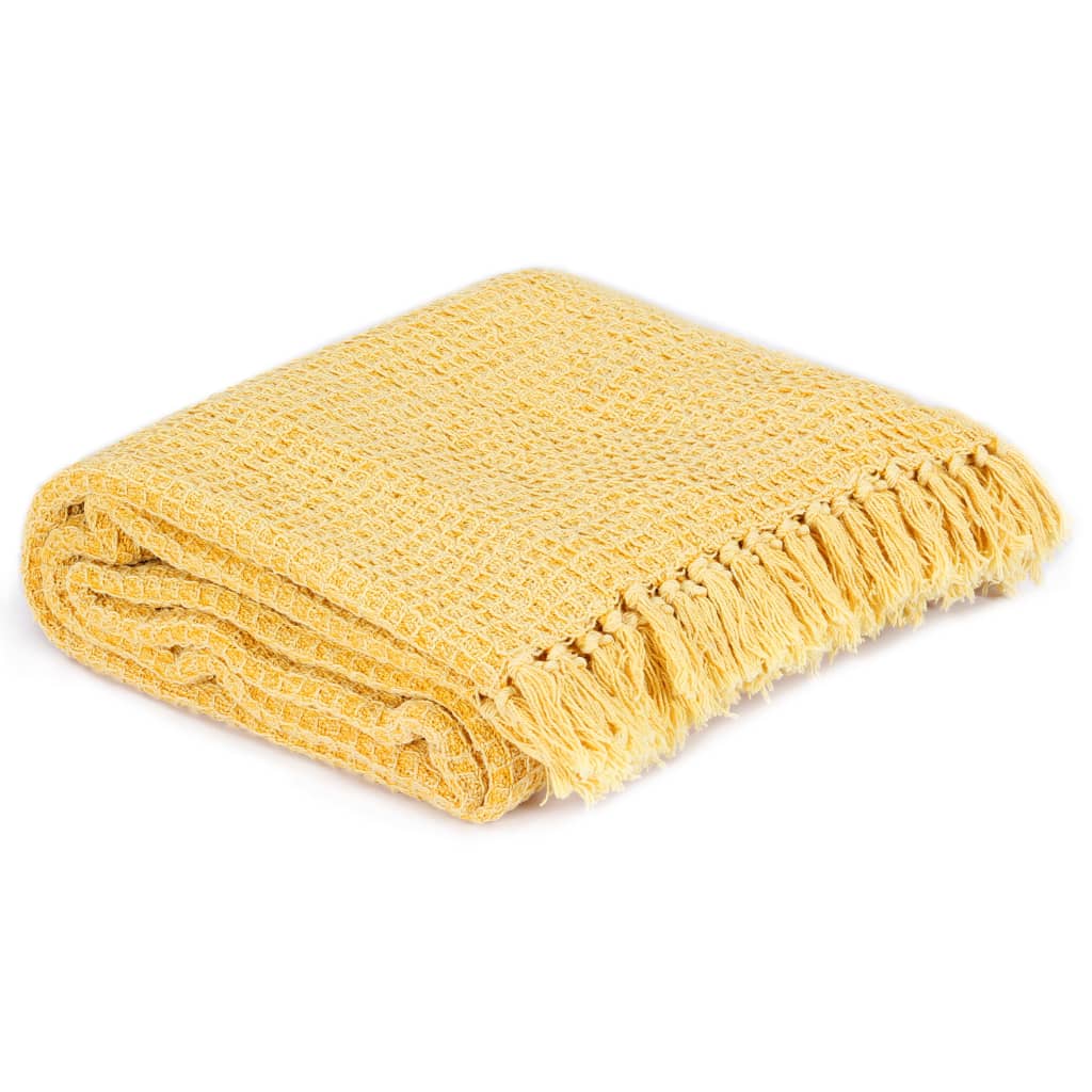 vidaXL Декоративно одеяло, памук, 125x150 см, горчица