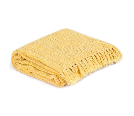 vidaXL Декоративно одеяло, памук, 160x210 см, горчица