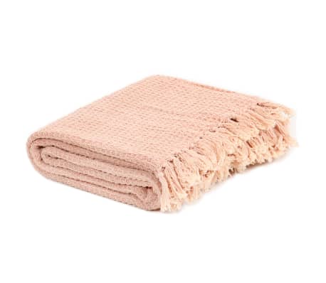 vidaXL Pledas, sendintos rožinės spalvos, 160x210cm, medvilnė