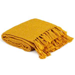 vidaXL Pledas, garstyčių geltonos spalvos, 220x250cm, liureksas