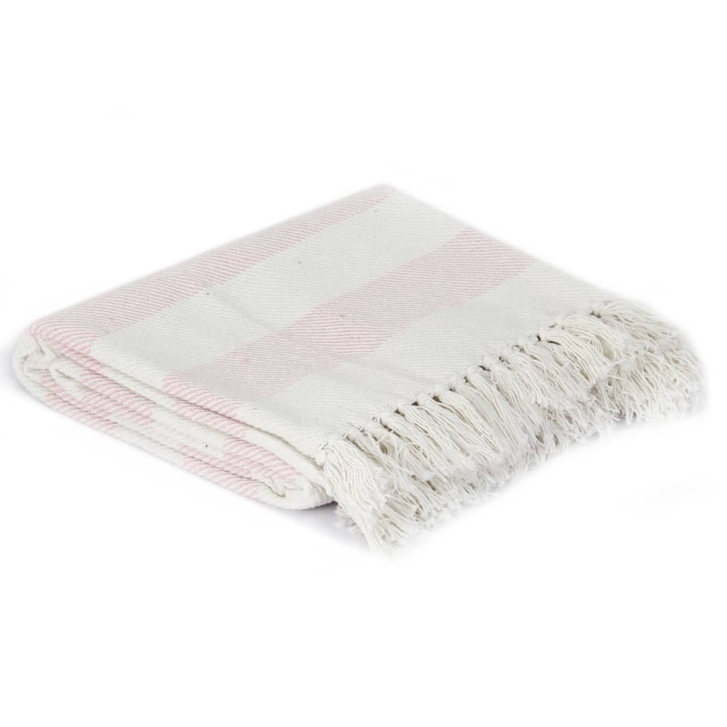 vidaXL Throw Cotton Stripe 220x250 cm Old Pink