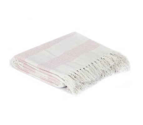 vidaXL Декоративно одеяло, памук, ивици, 220x250 см, старо розово