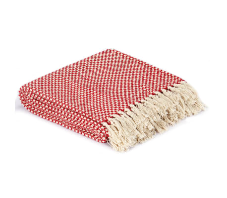 vidaXL Декоративно одеяло, памук, 125x150 см, червено