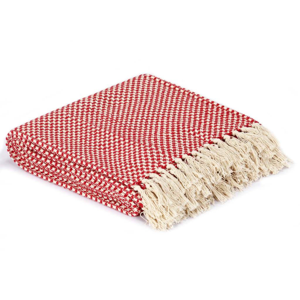 vidaXL Декоративно одеяло, памук, 220x250 см, червено
