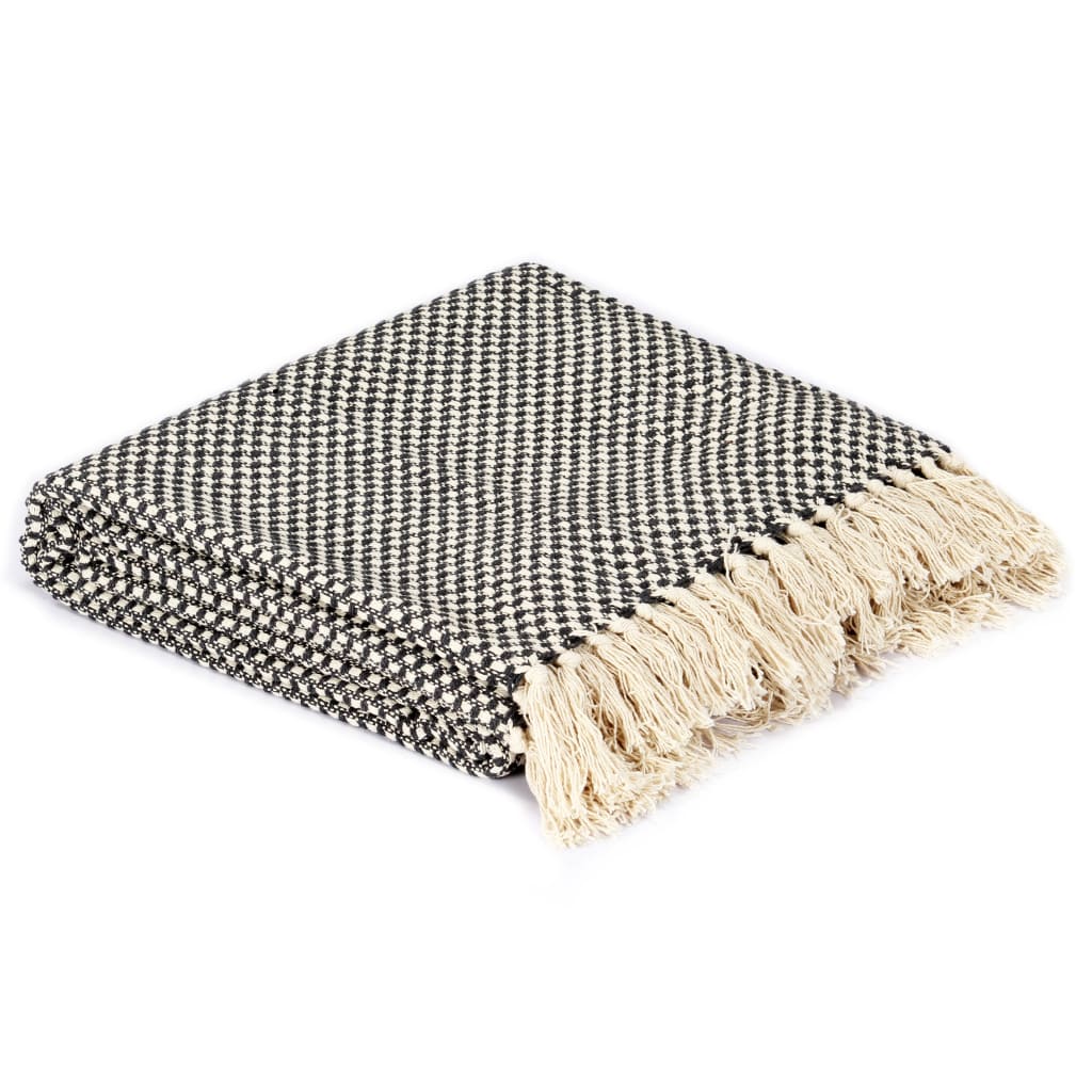 vidaXL Декоративно одеяло, памук, 125x150 см, антрацит