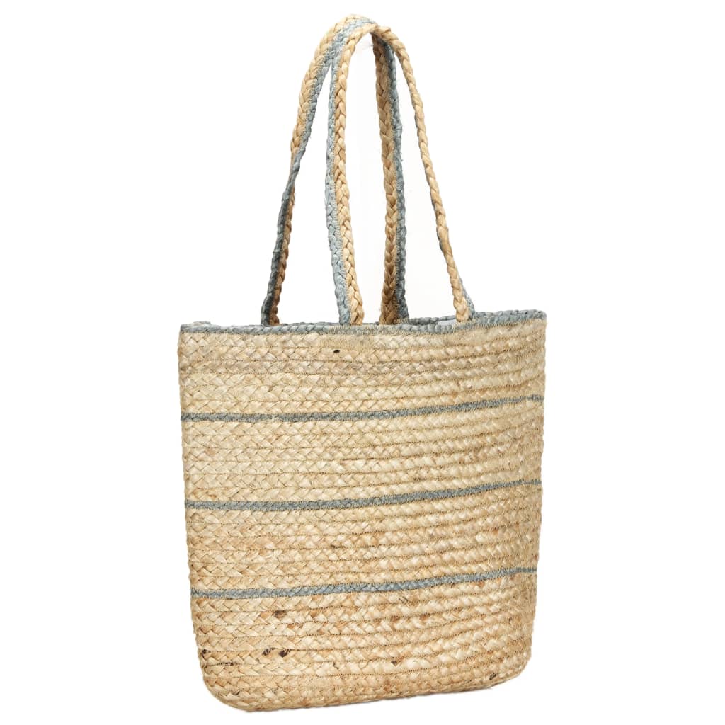 vidaXL Shopper Bag Natural with Olive Green Stripe Handmade Jute