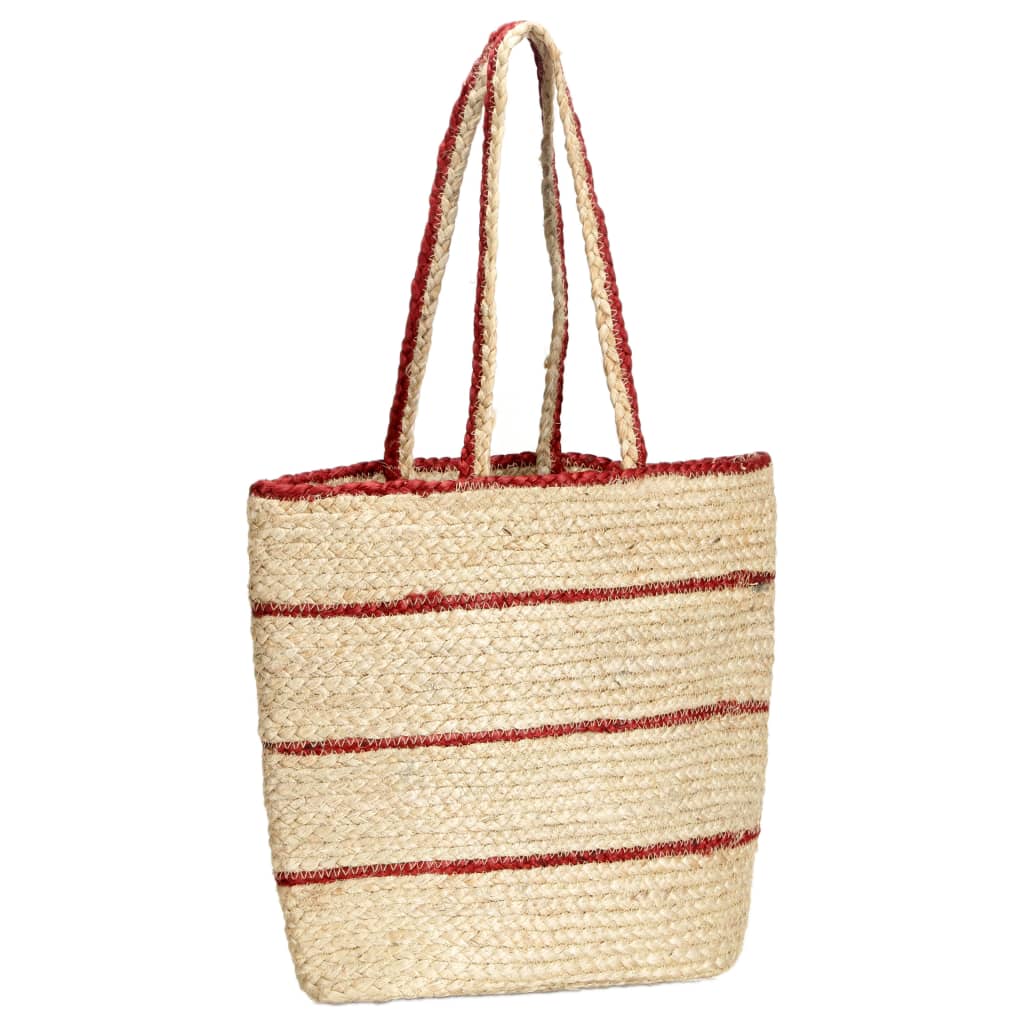 vidaXL Shopper Bag Natural with Rust Red Stripe Handmade Jute