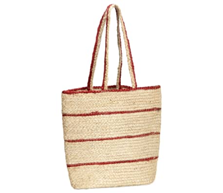 vidaXL Shopper Bag Natural with Rust Red Stripe Handmade Jute