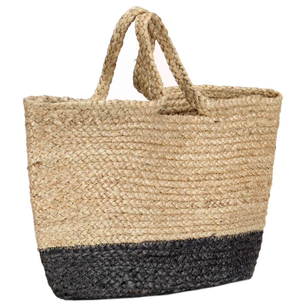 vidaXL Shopper Bag Natural with Dark Grey Handmade Jute