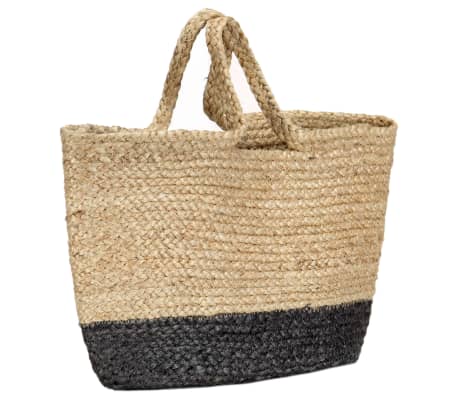 vidaXL Shopper Bag Natural with Dark Grey Handmade Jute