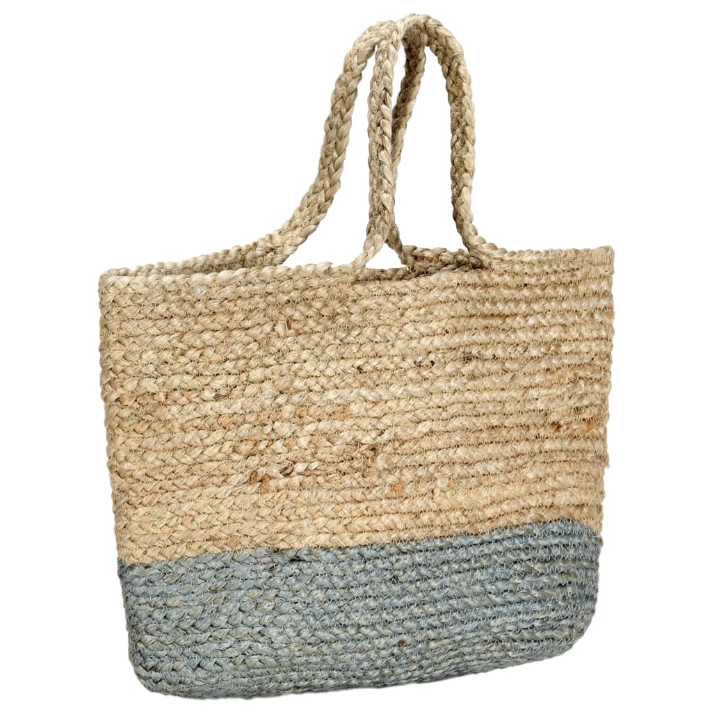 vidaXL Shopper Bag Natural with Olive Green Handmade Jute