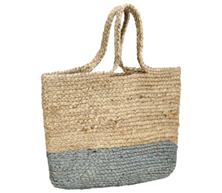 vidaXL Bolso estilo shopper hecho a mano yute natural con verde oliva