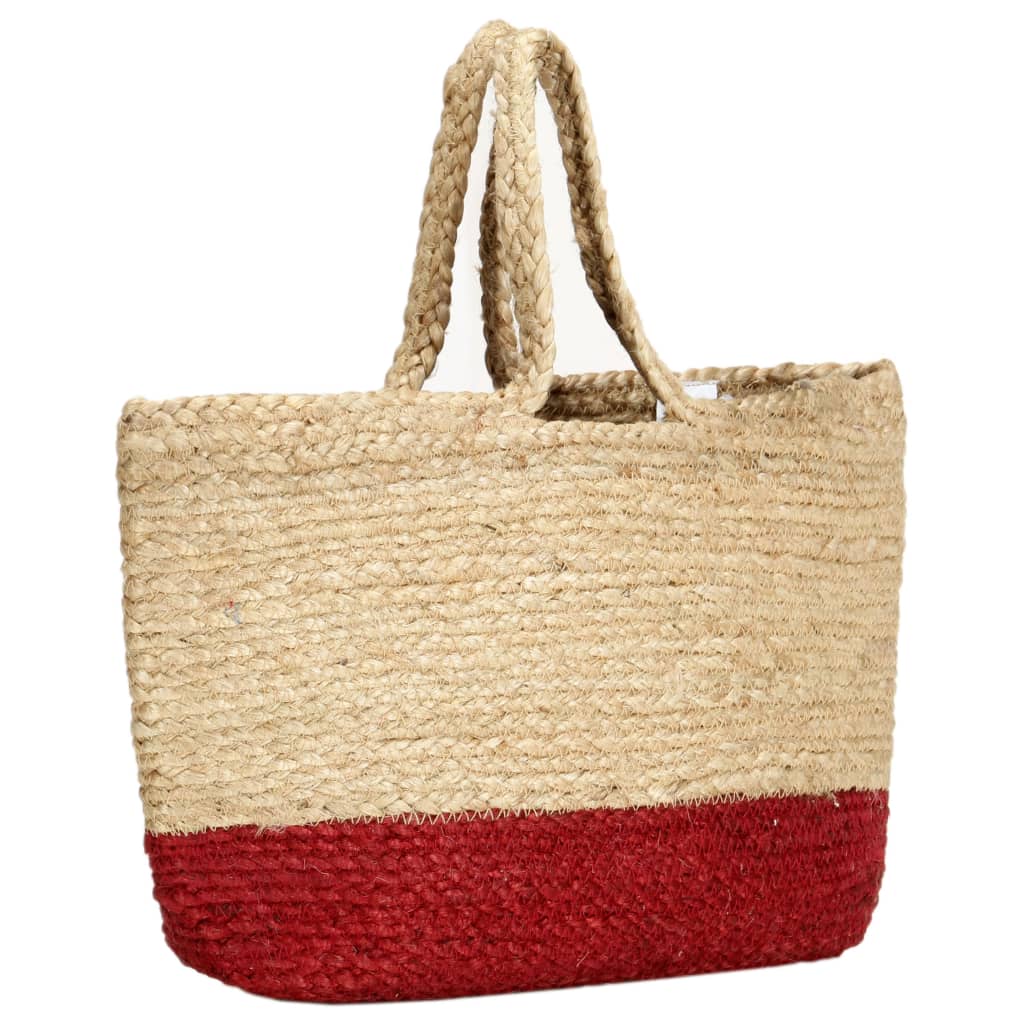 vidaXL Shopper Bag Natural with Rust Red Handmade Jute