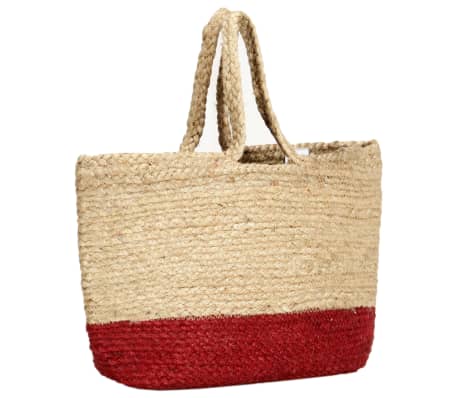 vidaXL Bolso estilo shopper hecho a mano yute natural con rojo óxido