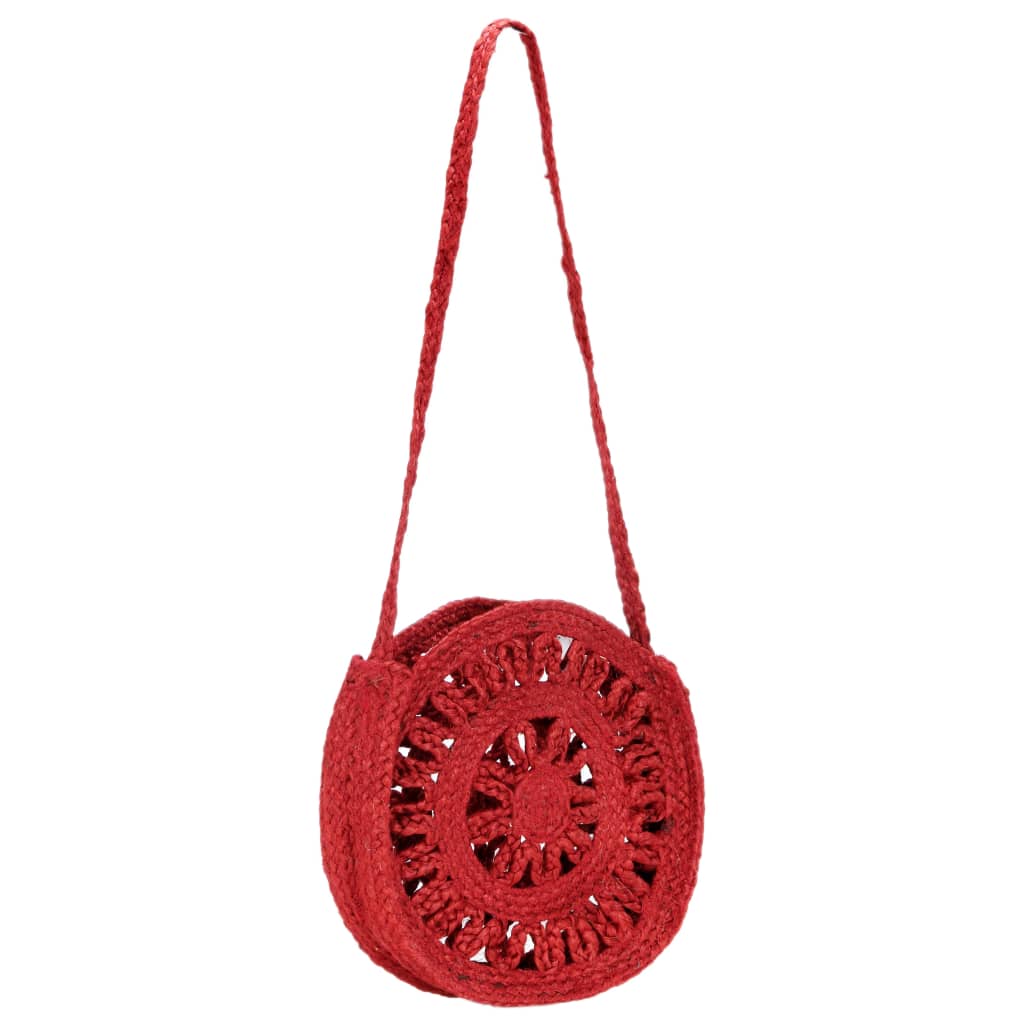 vidaXL Sac à bandoulière rond Rouge rouille Jute fait à la main creux