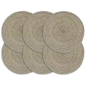 Pogrinjki 6 kosov sivi 38 cm okrogli iz jute