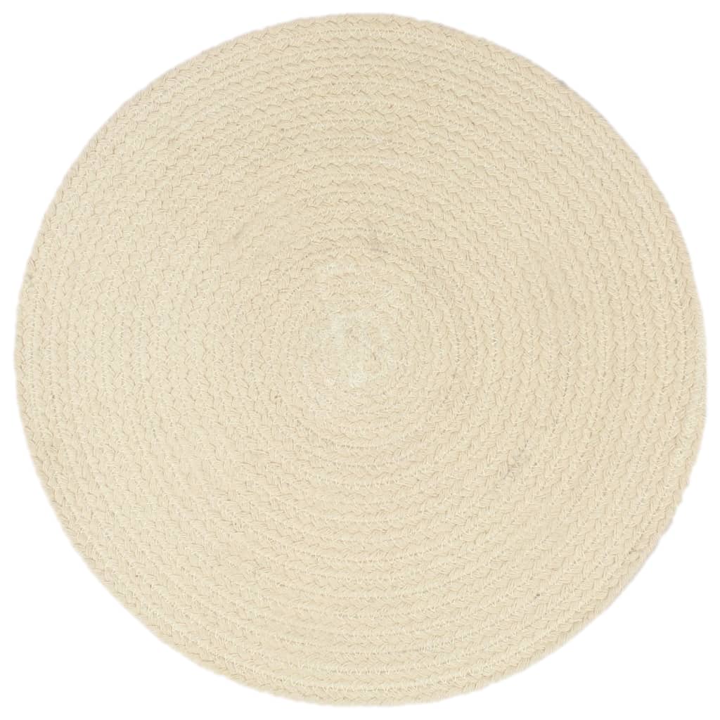 vidaXL Individuais de mesa 6 pcs em algodão liso 38 cm redondo natural