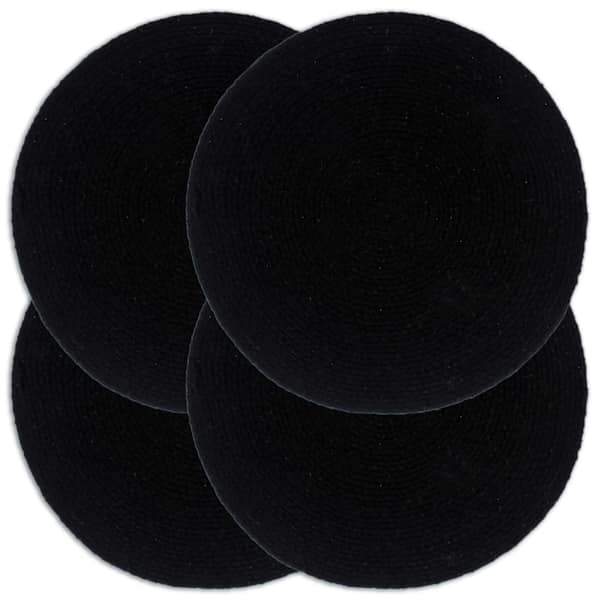 vidaXL lauamatid 4 tk, must, 38 cm, &uuml;mmargune, puuvill