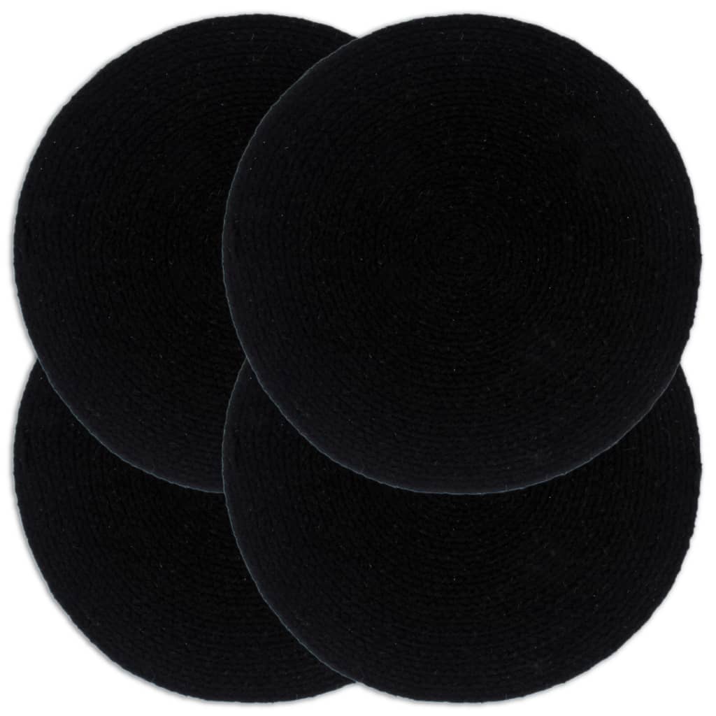 vidaXL Naproane, 4 buc., negru, 38 cm, bumbac, rotund vidaXL