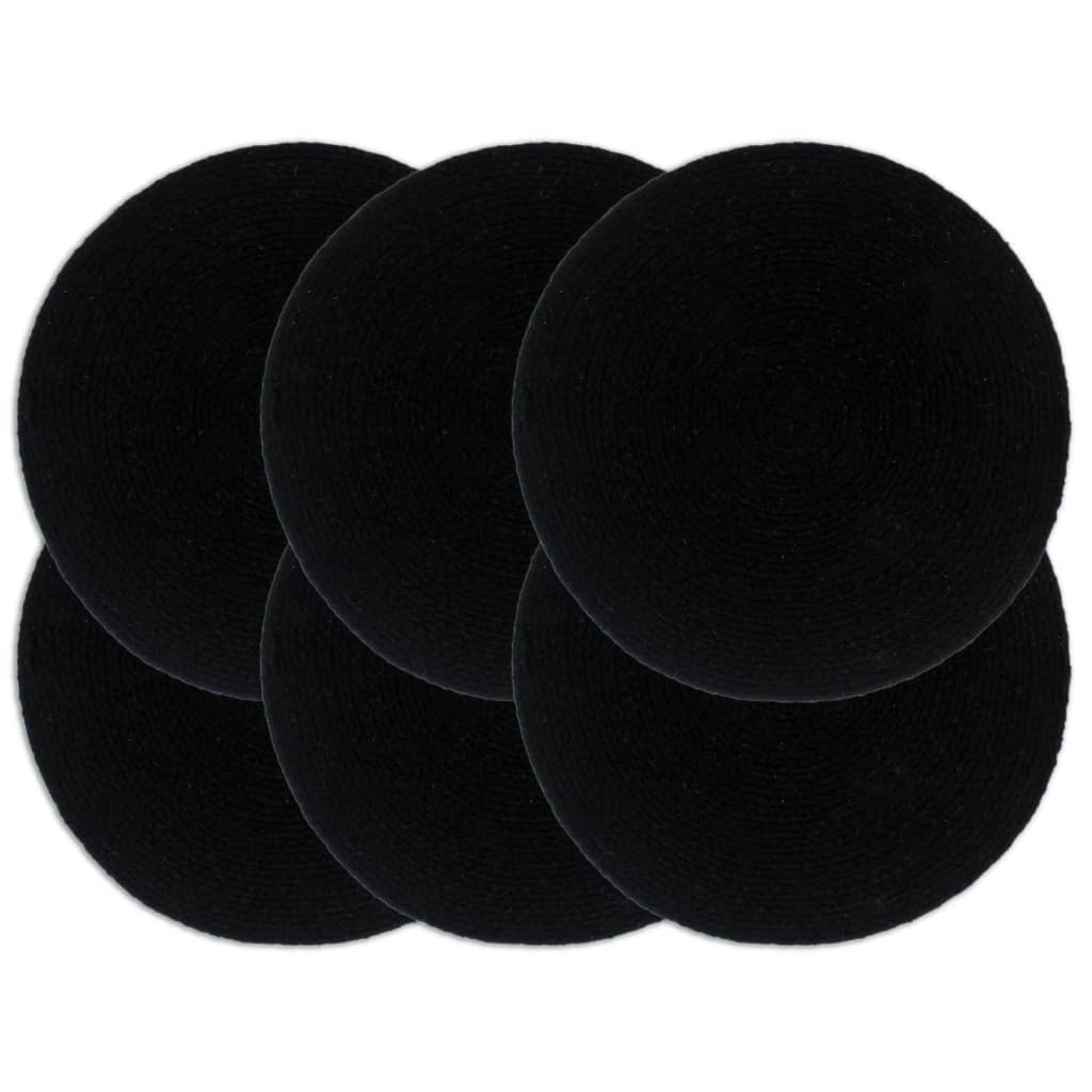 Petrashop  Prostírání 6 ks černé 38 cm kulaté bavlna