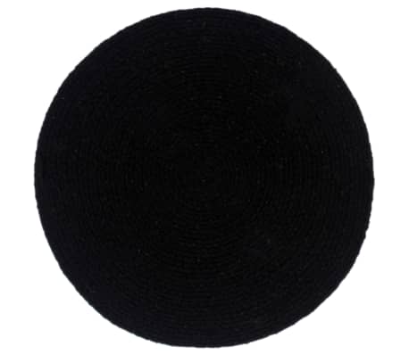 vidaXL Placemats 6 pcs Plain Black 38 cm Round Cotton