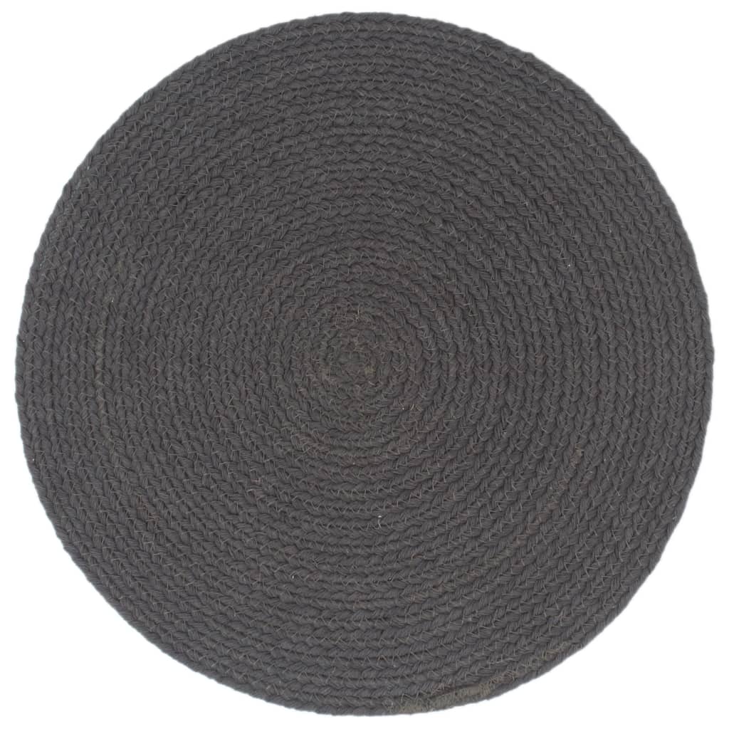 vidaXL Placemats 4 pcs Plain Dark Grey 38 cm Round Cotton