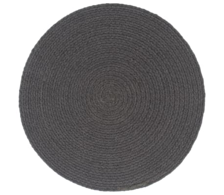 vidaXL Placemats 4 pcs Plain Dark Grey 38 cm Round Cotton