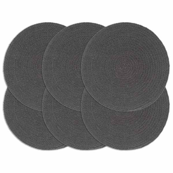 vidaXL lauamatid 6 tk, tumehall, 38 cm, &uuml;mmargune, puuvill