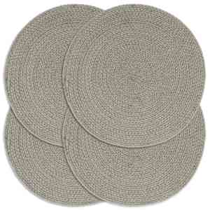 Pogrinjki 4 kosi sivi 38 cm okrogli iz bombaža