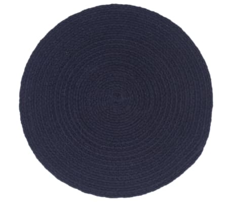 vidaXL Mantel individual 4 uds liso redondo algodón azul marino 38 cm