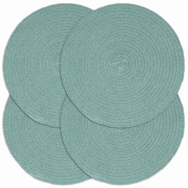 vidaXL lauamatid 4 tk, roheline, 38 cm, &uuml;mmargune, puuvill