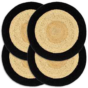 Pogrinjki 4 kosi naravne in črne barve 38 cm juta in bombaž