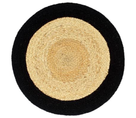 vidaXL Подложки за хранене 4 бр натурално и черно 38 см юта и памук